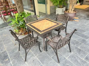 Bộ Bàn Ghế Nhôm Đúc Mặt Đá BV-D90