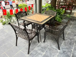 Bộ Bàn Ghế Nhôm Đúc Mặt Đá BV-D90