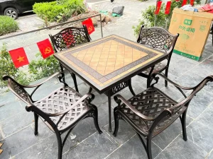 Bộ Bàn Ghế Nhôm Đúc Mặt Đá BV-D90