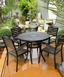 Bộ Bàn Ghế Sân Vườn Ngoài Trời D100 Nan Composite