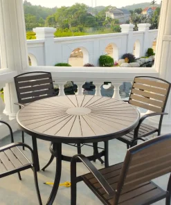 Bộ Bàn Ghế Sân Vườn Ngoài Trời D100 Nan Composite