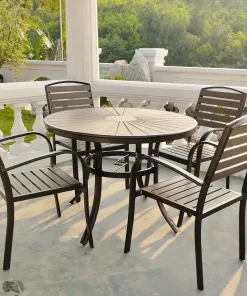 Bộ Bàn Ghế Sân Vườn Ngoài Trời D100 Nan Composite