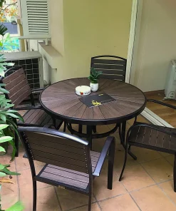 Bộ Bàn Ghế Sân Vườn Ngoài Trời D100 Nan Composite