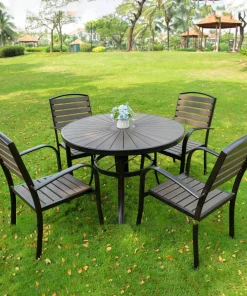 Bộ Bàn Ghế Sân Vườn Ngoài Trời D100 Nan Composite