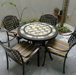 Bộ Bàn Ghế Nhôm Đúc Mặt Đá Xanh D94