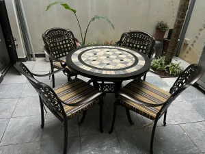 Bộ Bàn Ghế Nhôm Đúc Mặt Đá Xanh D94