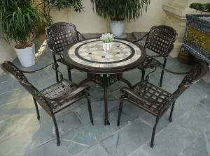 Bộ Bàn Ghế Nhôm Đúc Mặt Đá Xanh D94