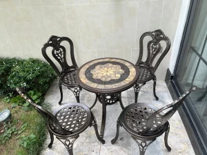 Bộ Bàn Ghế Ngoài Trời Mặt Đá D60 4 Ghế