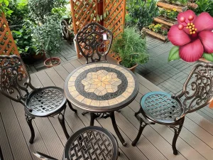 Bộ Bàn Ghế Ngoài Trời Mặt Đá D60 4 Ghế