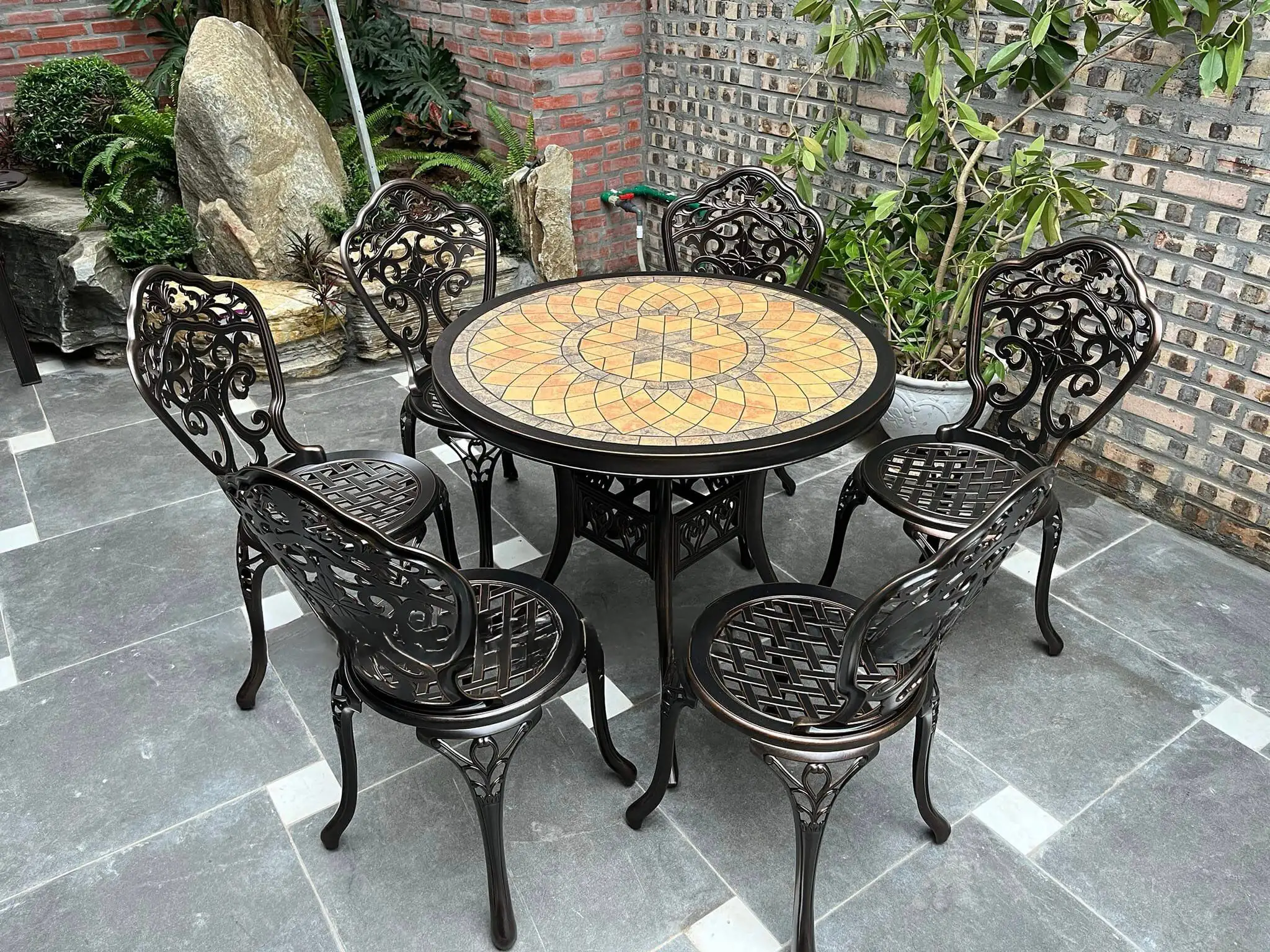 Bàn Ghế Sân Vườn Ngoài Trời Mặt Đá D94