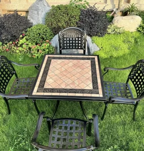 Bộ Bàn Nhôm Đúc Mặt Đá Vuông D90