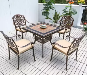 Bộ Bàn Nhôm Đúc Mặt Đá Vuông D90