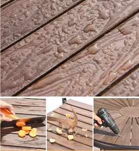 Bộ Bàn Ghế Sân Vườn Ngoài Trời D100 Nan Composite