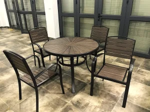 Bộ Bàn Ghế Sân Vườn Ngoài Trời D100 Nan Composite