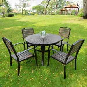 Bộ Bàn Ghế Sân Vườn Ngoài Trời D100 Nan Composite