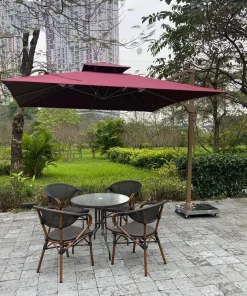 Dù hòa phát lệch tâm vuông 3m hợp kim nhôm xoay 360 màu xanh