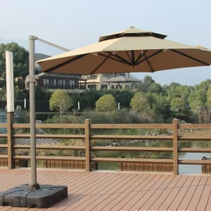 Dù lệch tâm tròn 3m xoay 360 hợp kim nhôm màu be ( nâu caphe )