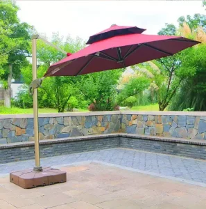 Dù lệch tâm tròn 3m xoay 360 hợp kim nhôm màu đỏ