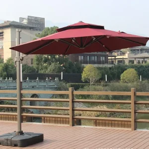 Dù lệch tâm tròn 3m xoay 360 hợp kim nhôm màu đỏ