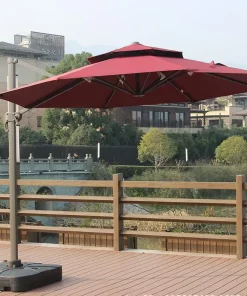 Dù Siêu Thị Nội Thất Nhập Khẩu lệch tâm tròn 3m xoay 360 hợp kim nhôm màu đỏ