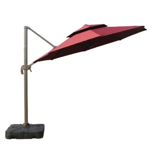 Dù lệch tâm tròn 3m xoay 360 hợp kim nhôm màu đỏ