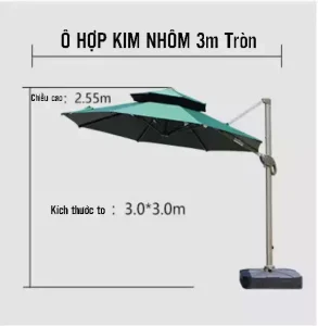 Dù lệch tâm tròn 3m hợp kim nhôm màu xanh