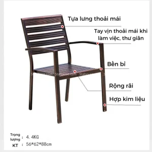 Bàn Ghế Ngoài Trời Nhôm Đúc Vuông