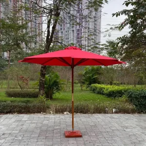 Ô dù chính tâm cán gỗ 3m màu đỏ