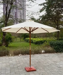 Ô dù hòa phát chính tâm cán gỗ 3m màu kem