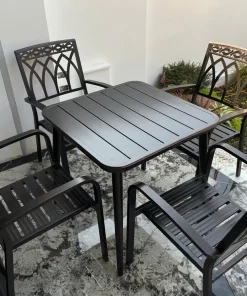 Bàn Ghế Ngoài Trời Nhôm Đúc Vuông