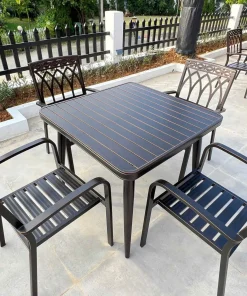 Bàn Ghế Ngoài Trời Nhôm Đúc Vuông