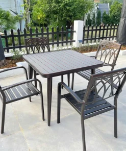 Bàn Ghế Ngoài Trời Nhôm Đúc Vuông