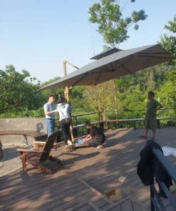 Dù lệch tâm vuông 3m hợp kim nhôm màu Be ( nâu caphe )